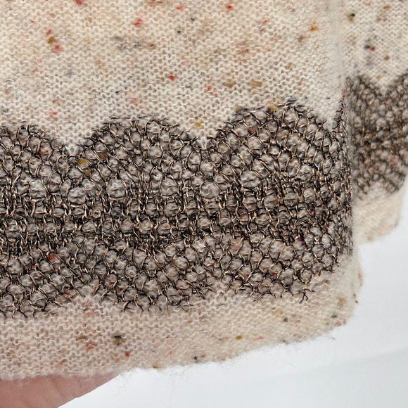 Per Una Winter White Wool Blend Knit Metallic Detail Textured Sweater US Size 4 - Picture 3 of 6